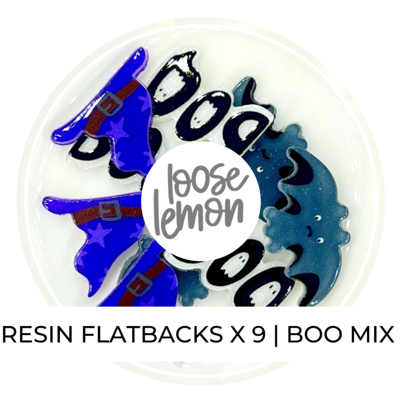 Halloween Resin Flatbacks x (9) | Boo Mix)