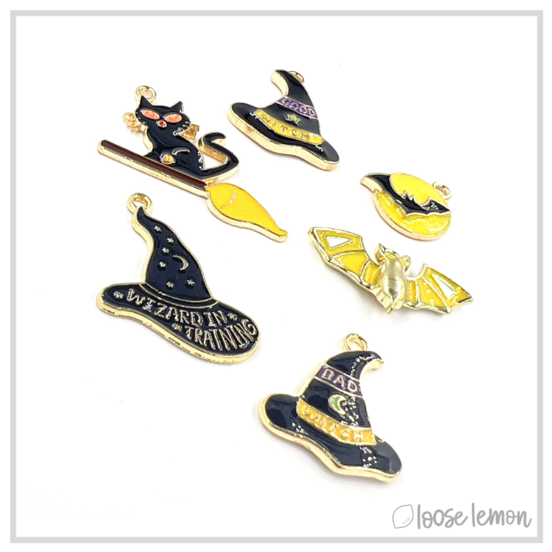 Witches Hat Halloween Charms x 6