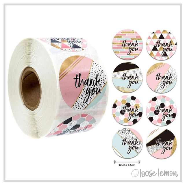 100 Thank You Modern 1" Stickers/Seals